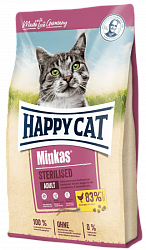 Сухой корм Happy Cat Minkas Sterilised для кастрированных котов и стерилизованных кошек, с птицей