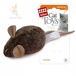 Игрушка для кошек GiGwi Cat Toys Мышка со звуковым чипом, коричневая 15 см