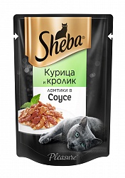 Влажный корм для кошек Sheba Pleasure ломтики в соусе с курицей и кроликом, 75 г х 28 шт.