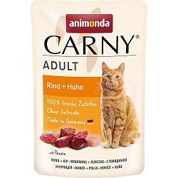 Влажный корм для взрослых кошек Animonda Carny Adult с говядиной и курицей 85 г х 12 шт.