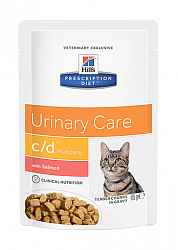 Влажный корм для кошек Hill's Prescription Diet C/D Multicare Salmon профилактика МКБ, кусочки в соусе, лосось 85 г х 12 шт.
