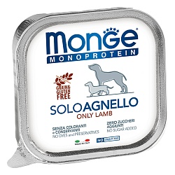Консервы для взрослых собак Monge Dog Monoproteico Solo паштет из ягненка