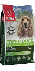 Сухой низкозерновой корм Blitz Holistic Fresh Duck для взрослых собак всех пород, свежая утка