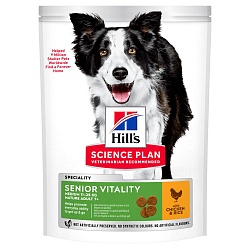 Сухой корм Hill's Science Plan Senior Vitality для пожилых собак средних пород, курица с рисом 12 кг 