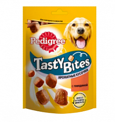 Лакомство для собак Pedigree Tasty Bites Ароматные полувлажные кусочки с говядиной, 130 г