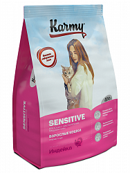 Сухой корм для взрослых кошек Karmy Sensitive при чувствительном пищеварении, с индейкой