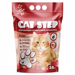 Впитывающий силикагелевый наполнитель Cat Step Arctic Strawberry для кошек, 3,8 л