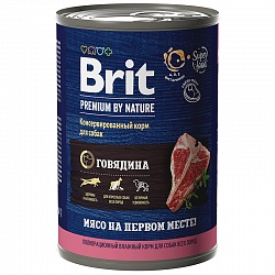Консервы Brit Premium by Nature для взрослых собак, говядина 410 г