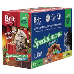 Brit Premium Особое меню в соусе для стерилизованных кошек, 14 шт х 85 г