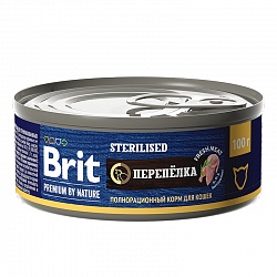 Консервы Brit Premium by Nature для для стерилизованных кошек, с мясом перепелки 100 г х 12 шт.