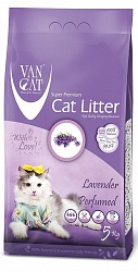 Комкующийся наполнитель для кошачьего туалета Van Cat Lavender обеспыленный с ароматом лаванды, пакет 5 кг