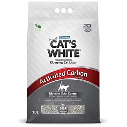 Наполнитель для кошачьего туалета Cat's White Activated Carbon с активированным углем, 10 л