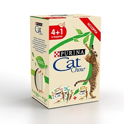 Влажный корм для кошек Cat Chow Adult ассорти, 5 х 85 г
