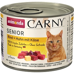 Консервы для кошек старше 7 лет Animonda Carny Senior с говядиной, курицей и сыром 200 г х 6 шт.