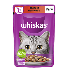 Влажный корм Whiskas для кошек, рагу с говядиной и ягненком 75 г × 28 штук