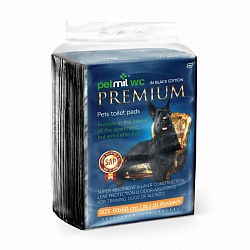 Впитывающие пелёнки для животных Петмил (Petmil) WC Black Premium с суперабсорбентом 60х60 см, чёрные 10 штук