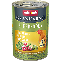 Консервы для собак Animonda GranСarno Superfoods Adult Dog c курицей, шпинатом, малиной и тыквенными семечками 400 г х 6 шт.