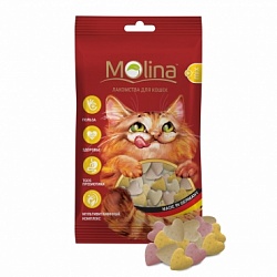 Лакомство для кошек Молина (Molina) «Сердечки MIX», 35 г