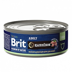 Консервы Brit Premium by Nature для для взрослых кошек, с мясом цыпленка 100 г х 12 шт.
