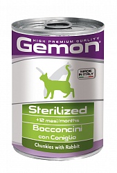 Gemon Cat Sterilised консервы для стерилизованных кошек, кусочки кролика 415 г