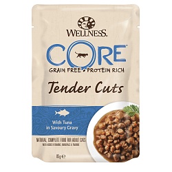 Wellness Core Tender Cuts пауч для кошек нежные кусочки тунца в пикантном соусе, 85 г