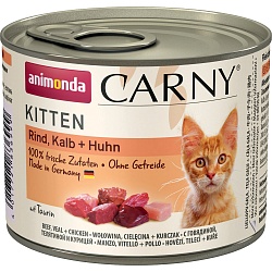 Влажный корм для котят Animonda Carny Kitten с говядиной, телятиной и курицей 