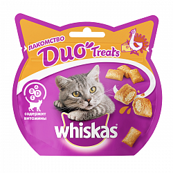 Лакомство для кошек Whiskas Duo Treats подушечки с индейкой и сыром, 40 г