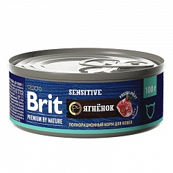 Консервы Brit Premium by Nature для для кошек с чувствительным пищеварением, с мясом ягненка 100 г х 12 шт.