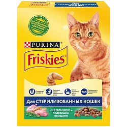 Сухой корм для кастрированных котов и стерилизованных кошек Friskies Sterilised с кроликом и овощами 