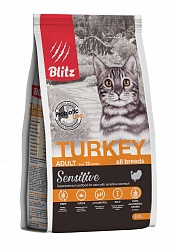 Сухой корм Blitz Sensitive Turkey Adult Cat для взрослых кошек, с индейкой