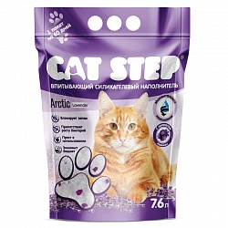 Впитывающий силикагелевый наполнитель для кошек Cat Step Arctic Lavender Лаванда 