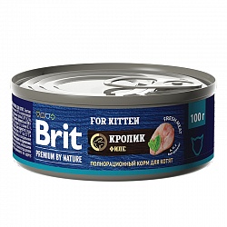 Консервы Brit Premium by Nature для для котят, с мясом кролика 100 г х 12 шт.