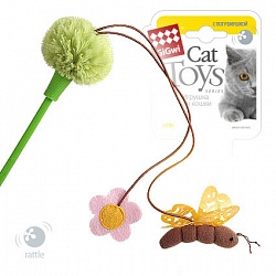 Игрушка для кошек GiGwi Cat Toys Дразнилка на стеке с пчелкой и погремушкой, 45 см