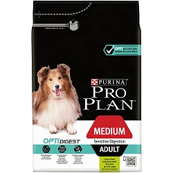 Сухой корм Pro Plan Dog Medium Adult Sensitive Digestion для собак средних пород при чувствительном пищеварении, ягненок и рисом 