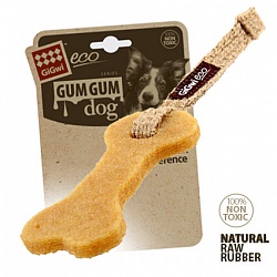 Игрушка для собак GiGwi Gum Gum Dog Кость с льняным ремешком, 11 см