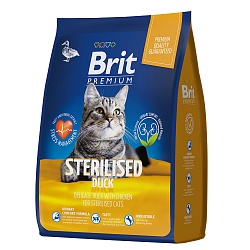 Сухой корм для стерилизованных кошек Brit Premium с уткой и курицей