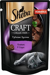 Влажный корм для кошек Sheba Craft Collection Рубленые кусочки ягненок в соусе, 75 г х 28 шт.