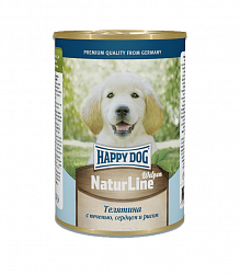 Консервы для щенков Happy Dog Телятина с печенью, сердцем и рисом, 0,4 кг