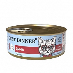 Консервы для кошек Best Dinner Exclusive Дичь, 100 г х 24 шт.