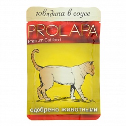 Влажный корм для кошек Prolapa Premium говядина в соусе, 100 г х 26 шт.