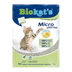 Комкующийся наполнитель для кошачьего туалета Biokat’s Micro white fresh "Микро Фреш" ароматизированный, 14 л