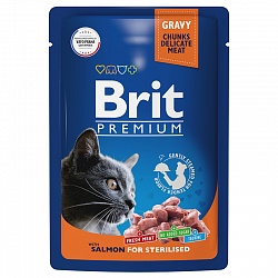 Влажный корм для стерилизованных кошек Brit Premium Лосось в соусе, 85 г х 14 шт.
