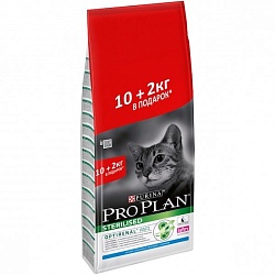 Сухой корм для кастрированных и стерилизованных кошек Pro Plan Sterilised Про План Стерилизед кролик, 10+2 кг