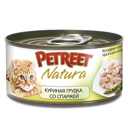 Консервы для взрослых кошек Petreet, куриная грудка со спаржей 70 г