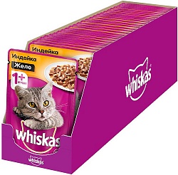 Консервы для кошек Whiskas "Желе с индейкой" 85 г × 28 штук