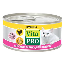 Консервы для кошек VitaPro Мясное меню с курицей, 100 г
