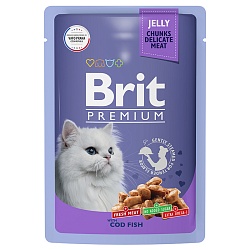 Влажный корм для кошек Brit Premium Треска в желе, 85 г х 14 шт.
