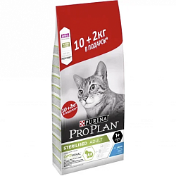 Сухой корм для кастрированных и стерилизованных кошек Pro Plan Sterilised Про План Стерилизед кролик, 10 + 2 кг