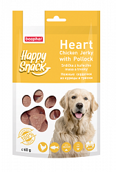 Лакомство для собак Beaphar Happy Snack Нежные сердечки из курицы и трески, 60 г