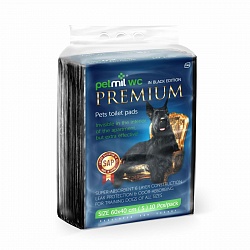 Впитывающие пелёнки для животных Петмил (Petmil) WC Black Premium с суперабсорбентом 60х40 см, чёрные 10 штук